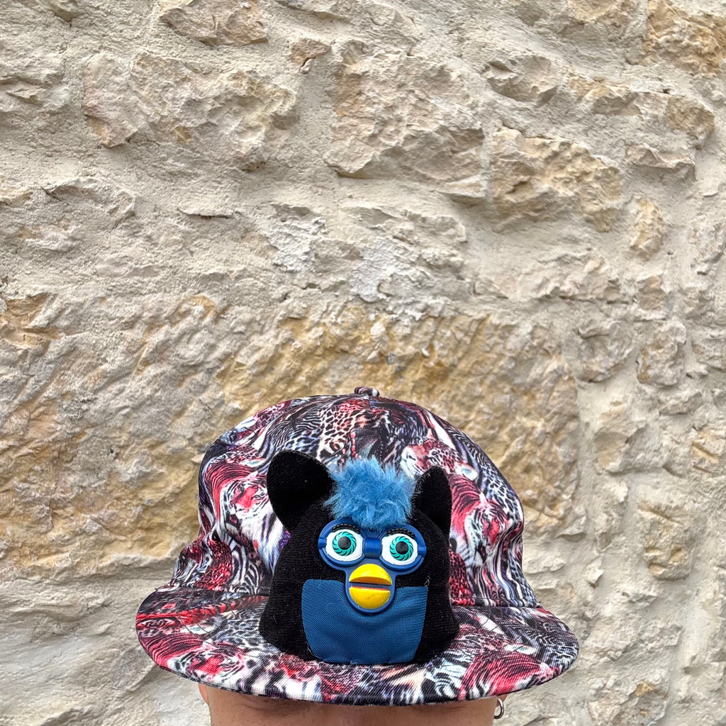 Casquette Peluche Chat-Hibou Bleu