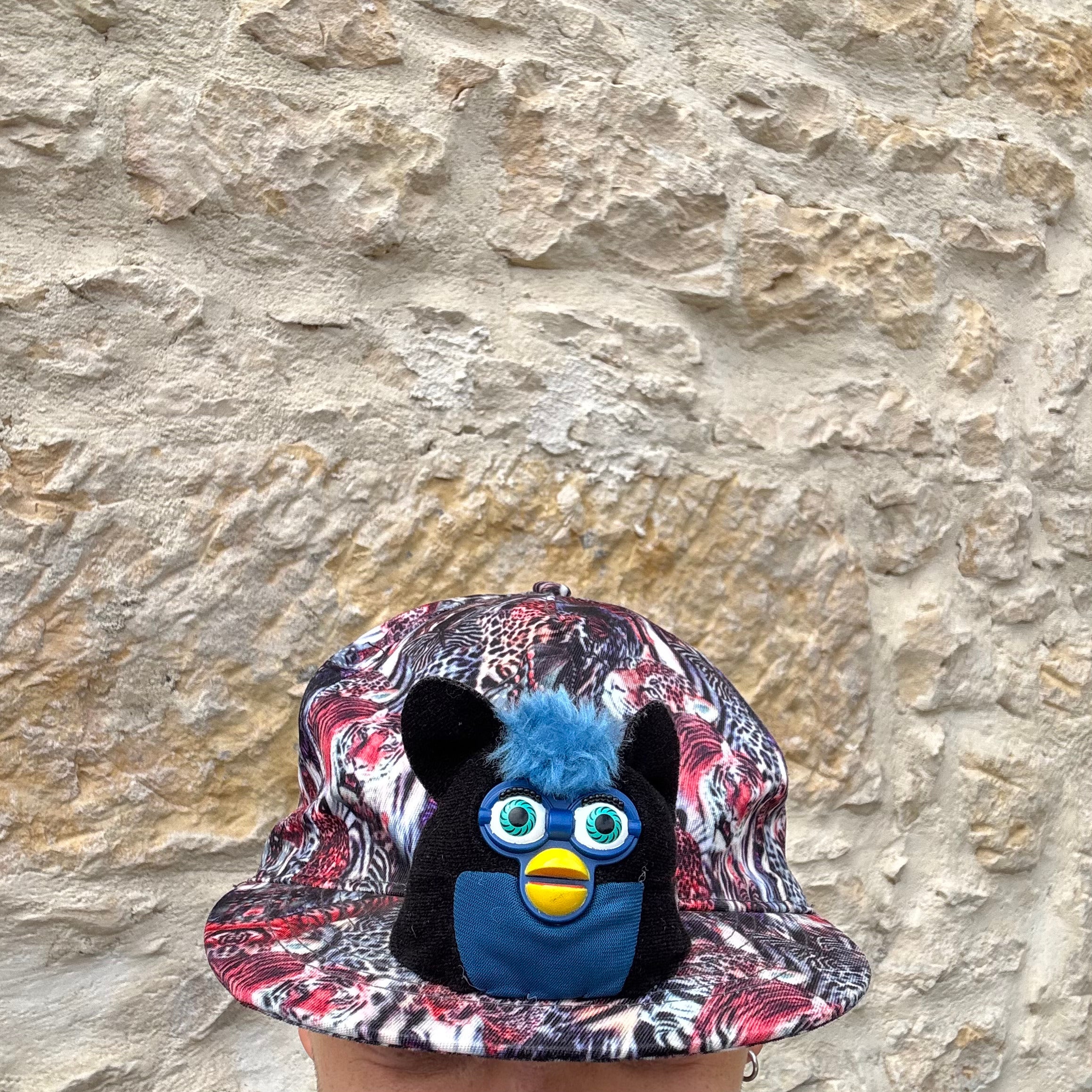 Casquette Peluche Chat-Hibou Bleu